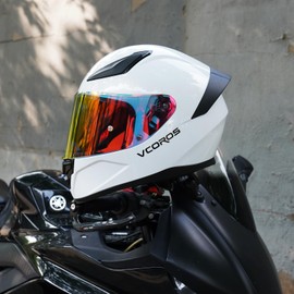 VCOROS Full Face Motorcycle Helmet for Unisex-Adults DOT Approved WS-609 Motorbike Street Bike Racing Helmets with Visor(Gloss White,S)