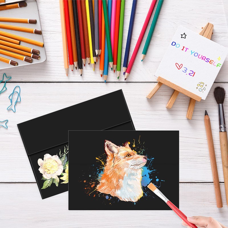 RINRDA 4x6 Envelopes For Invitation,A6 Black envelope 4.75 x 6.5