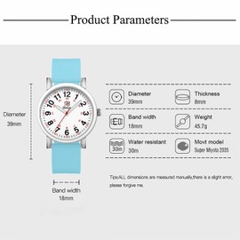 Blekon Original Nurse Watch for Medical Professionals and Students – Various Scrub Colors, Easy Read Dial, Military Time with Second Hand, Silicone Band, 3 ATM Water Resistant (Silver/LIGHTBLUE)