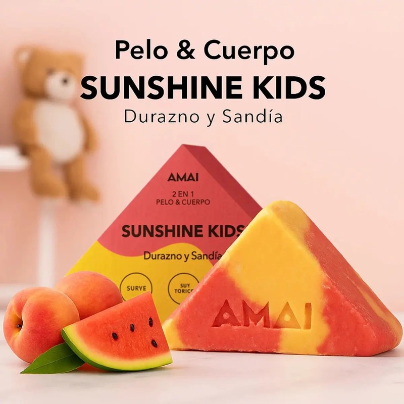 Amai Shampoo Jabón En Barra Todo En 1 Para Niñs