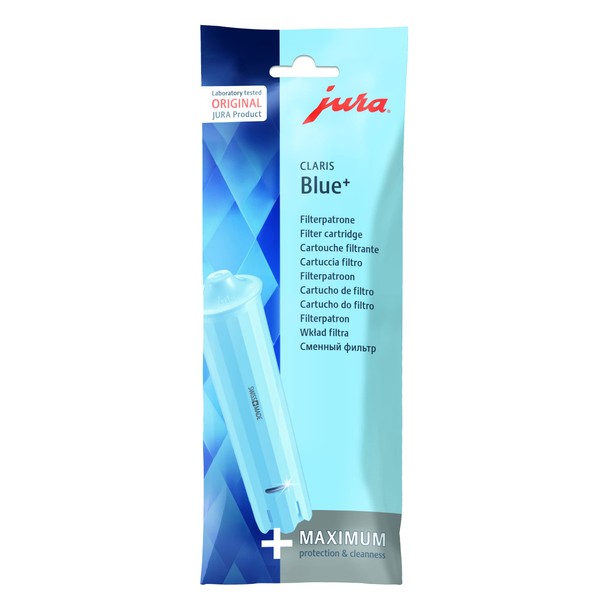 JURA Original Claris Blue+ Filter Cartridge with Plus of Hygiene, TÜV-Certified Hygiene, Pack of 1, 24228