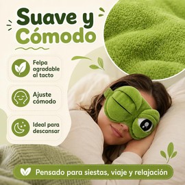 3D Frog Sleep Mask, Antifaz para Dormir Gracioso con Ojos de Rana 3D, Antifaz Opaco Suave con Correa Ajustable para Viajes, Siestas, Casa, Niños y Adultos