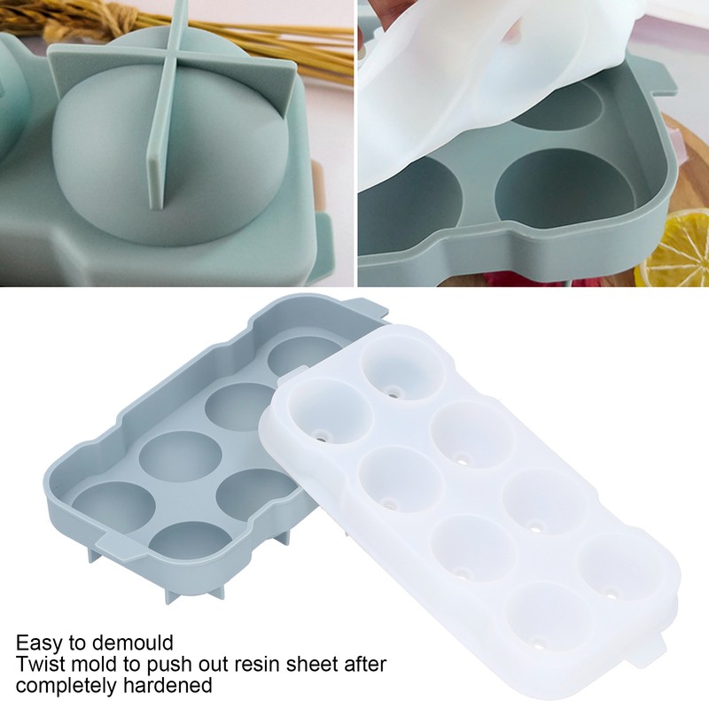 Ice Ball Maker Mold 8Hole Round Silicone Sphere Tray with