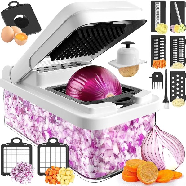 MealHelper 12-in-1 Vegetable Chopper with Container & 7 Blades Cheese