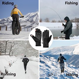 VADO VLTRA Windproof Cycling Gloves, Men and Women Winter Fishing 2 Finger Flip Padded Bike Gloves Non-slip Touch Screen with Zipper, Fingerless Gloves for Running Hiking