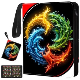 9-Pockets Card Binder - Can hold 900 Cards with 50 Removable Sleeves, HD Digital Print 3-Ring Zipper Sports Book Compatible with TCG, MTG Cards, Trading Card Collector Album, Gifts for Boys and Girls