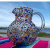 Mexican Hand Blown Glass Pitcher – Confetti Rock Design (84