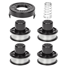 Flaveano Strimmer Wire for Black and Decker Trimmers, 4 Replacment Strimmer Spools with Cover And Spring