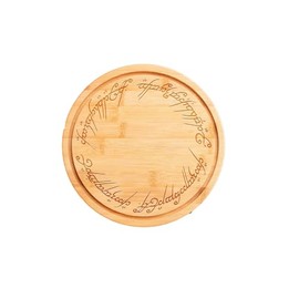 Lord of The Rings Decorative Wooden Cutting Board, Round Kitchen Chopping Board with Elvish Script, 'One Ring' Design (25cm)