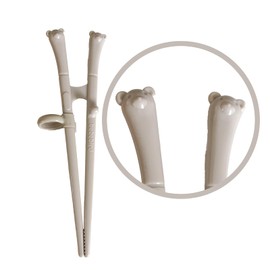 EDISONmama(エジソンママ) Bebebird Good at Chopsticks (Beige), Bear, Right-Handed, Training Chopsticks Graduation, Practice Chopsticks, with Ring, Dishwasher Safe, Dryer Safe, Easy to Clean, Animal Icon
