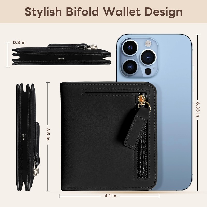 XZVXZV Small Wallet Women RFID Blocking Leather Bifold Compact Card