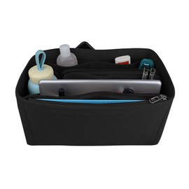 NOTAG Bag Organiser Felt Bag Organiser Insert Handbag Multi Pocket Tote Organiser Bag (Black, Medium)