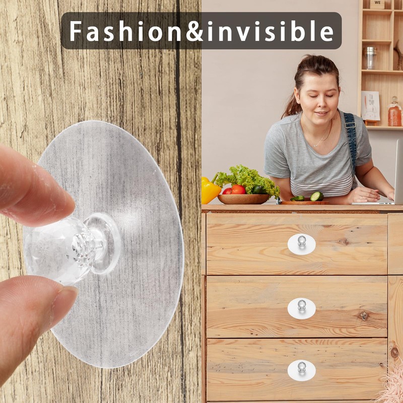 Ptwola 4 Pcs Self Adhesive Cabinet Drawer Pull Knobs No