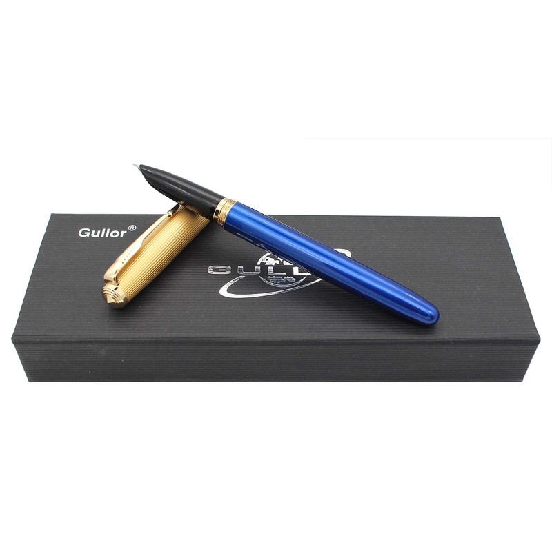 Gullor Fountain Pen with Ink Convertor, Golden Screw-on Cap, Fine