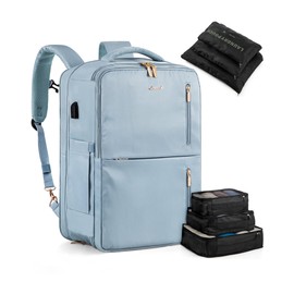 LOVEVOOK 40L Travel Backpack With 3 Packing Cubes Expandable Large Laptop Backpack Women Waterproof Backpack Waterproof Daypack Travel Bag TSA Fit 17inch Laptop Luggage With USB Charging Port