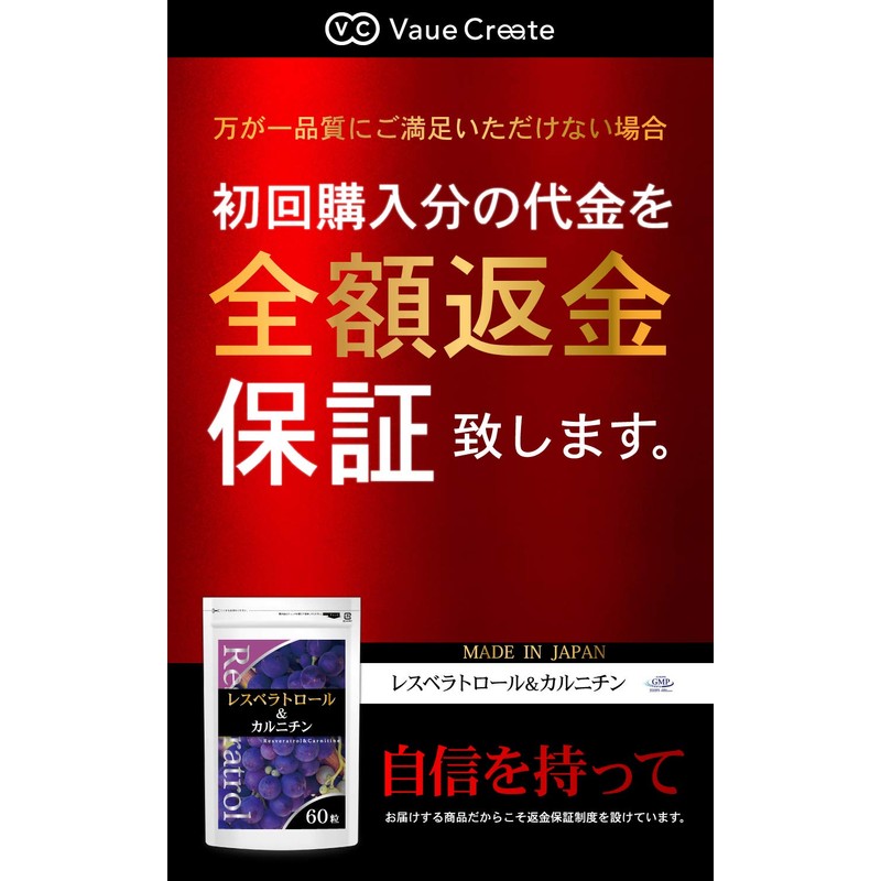 レスベラトロール&カルニチン レスベラトロール カルニチン ポリフェノール ビタミン 燃焼系 サプリメント （30日分60粒入り）