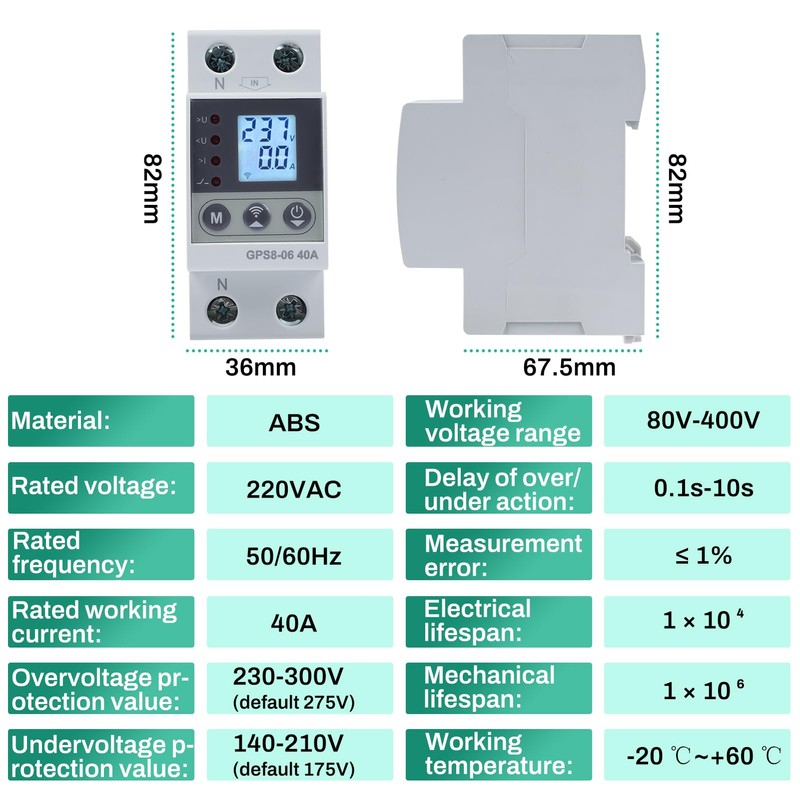 40A WiFi Switch with Surge Protection Overcurrent Smart Meter Switch
