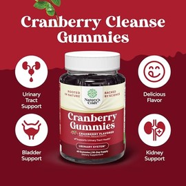 Gomitas de arndanos naturales para mujeres y hombres, masticables antioxidantes extra fuertes, 1000 mg para la salud del tracto urinario, apoyo renal 