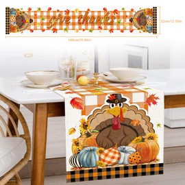 180 x 32 cm Autumn Table Runner, Tablecloth Autumn Table Decoration, Tablecloth Autumn Pumpkins Maple Leaves, Thanksgiving Tablecloth Decoration, Autumn Festival Home Decor Thanksgiving Party
