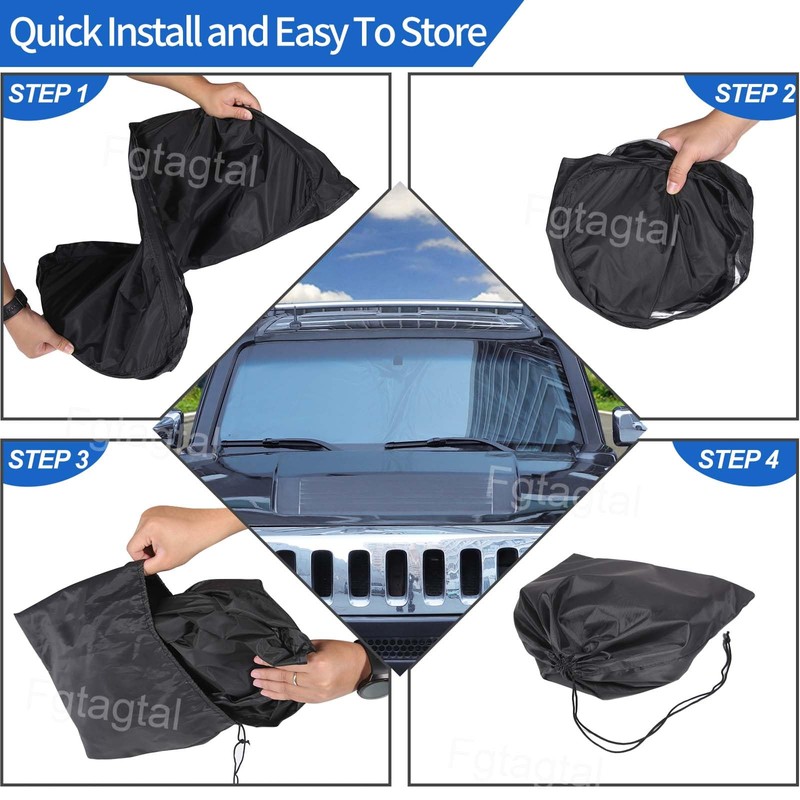 Windshield Sunshade Fit for Hummer H3 2005-2009, Folding Car Sun