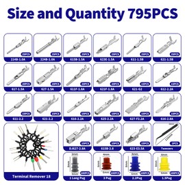 LPZMPZ 814 Piece Car Plug Pin Connector Pins Kit 1/1.5/1.8/2.2/2.8/3.5 mm Male and Female Cable Connector Wire Seals Removal Tool Set for Motorcycles, Cars and Boats