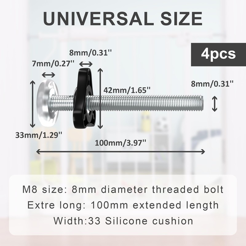 BalanceFrom Baby Gate Threaded Spindle Rod, 4 Pack M8 (8mm)