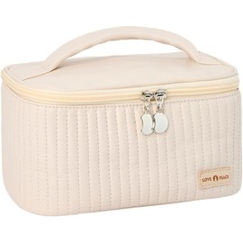 Makeup Bag Toiletry Bag, Multifunctional Storage Makeup Bag Leather Makeup Bag, Portable Cosmetic Makeup Pouch Skincare Bag, Waterproof Travel Cosmetic Bags with Handle for Women Girls