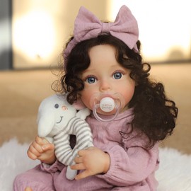 SCOM Lifelike Reborn Baby Dolls, 18 Inch Realistic Newborn Baby Girl Doll Cute Real Life Silicone Baby Doll with Soft Weighted Cloth Body Gift Accessories for 3+ Year Old Girls Boys Toddlers Kids