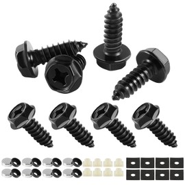LivTee Rustproof License Plate Screws for Securing License Plates Frames and Covers on Cars and Trucks, 8 Set Premium Stainless Steel Self Tapping Mounting Bolts (Black Zinc Plated)