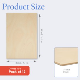 3 mm Baltic Birch Plywood 1/8 x 12 x 16 Inch, Box of 12 B/BB Grade Craft Wood, Stronger Than Basswood Sheets, for Laser, CNC Cutting and Wood Burning, by Woodpeckers
