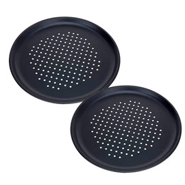 2 Large Pizza Tray Non-Stick Baking Pan 13'' Carbon Steel Fridge Dishwasher Safe
