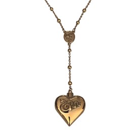 Barkley Design Saint Lana Del Rey LDR Style Stash Necklace/Rosary Chain/Hollow Pendent/Heart Shaped With Snakes and Spoon