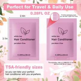 fafortune Travel Size Conditioner Bulk,White Tea Scent,0.28 fl oz (8ml) Small Size Mini Conditioner,Hotel Supplies Bulk for Guests Airbnbs Homes Resorts Offices and Gyms (pack of 50, white tea)