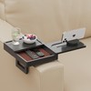 Wealone Black Couch Arm Tray with 2 Rotatable Tray, Adjustable