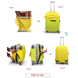 Denim 3D Cute cat Dog Styles Washable Print Luggage Cover Protector Suitcase Cover Carry On Cover with Zipper Fits 18-32 Inch Luggage for Holiday Travel and Great Gift Idea (Cat Yellow, S)