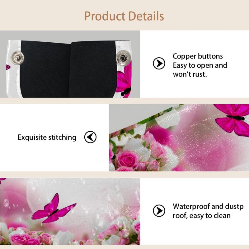 2 Pack Tissue Box Cover Holder, Butterflies with Flowers Rectangle