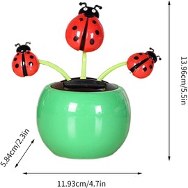 Seven-Starred Ladybug 14cm Car Dashboard Decorations, Paste Shaking Head Mirror Dashboard Decor for Car Interior Home Office Desk Decoration Automobile Accessories