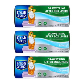 Fresh Step Drawstring Large Litter Box Liners | Heavy Duty Liners for Cat Litter Box | Scented & Unscented Available | Quick & Easy Cleanup, Scented, Large - 3 Pack