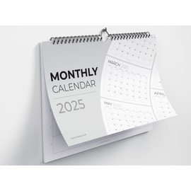 2025 Calendar A4 Landscape Month To View Spiral Bound Wall Planner White Organiser for Family Home Office School