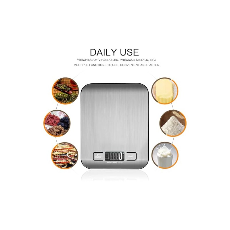 Balanza electrónica de cocina, Bascula Digital Cocina, diseño delgado y
