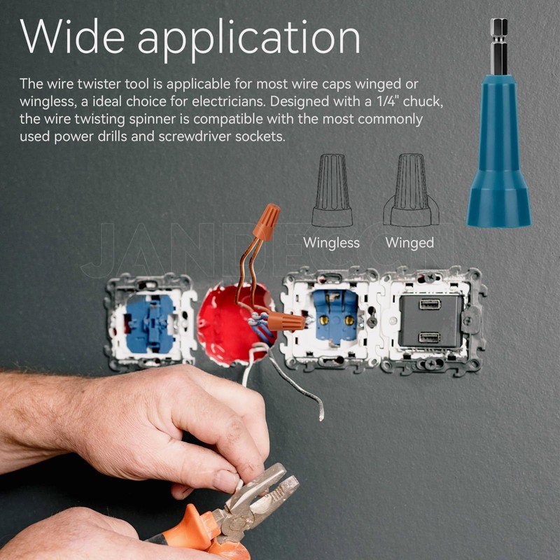JANDECCN Wire Nut Twister, Cable Twisting Tool for Drill with