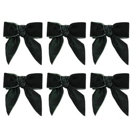 Juego de 6 Servilleteros de Navidad, Diseño de Lazo Verde, Hebillas de Metal de Terciopelo para Acción de Gracias, Boda, Fiesta de Cumpleaños, Decoración de Mesa