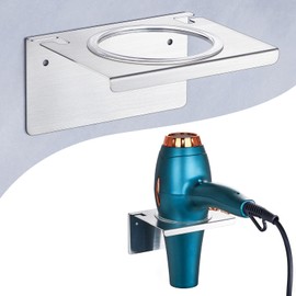 Hair Dryer Holder Wall Mounted, Hair Tool Organizer for Blow Dryer Holder Stainless Steel, Bathroom Hairdryer Holder, Adhesive Hair Dryer Organizer Storage Hanger for Vanity Barber Shops
