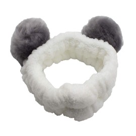 Cute Animal Panda Hair Band, Face Washing, Soft, Water Absorbent, Turban, Bath, Makeup, Stretchy, Fluffy, Panda Ears, Gray
