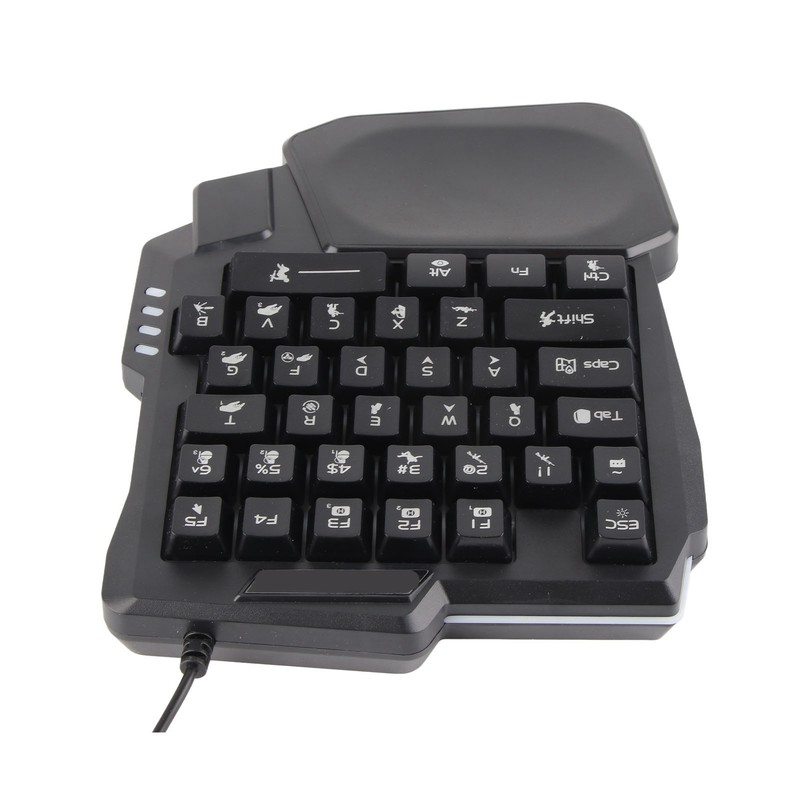 One Handed Gaming Keyboard 35 Keys Waterproof Wide Palm Rest