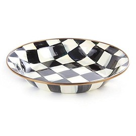 MacKenzie-Childs Stainless Steel Round Pie Plate â Enamel Courtly Check Black and White Print 9.5â Diametre Pie Dish Pan