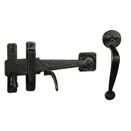 Van Dyke's Restorers Solid Metal Rustic Gate Latch Set with Tapered Handle - Black Powder Coat