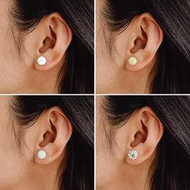 20 Pairs Stud Earrings Crystal Pearl Earring Set Ear Stud Earring for Women Men Silver and Gold