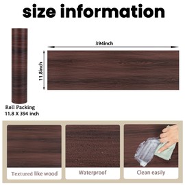 Dureidos Peel and Stick Floor Tiles: 11.8" x 394" Waterproof Vinyl Flooring Roll, Self-Adhesive Easy to Install Tile Sticker for Bathroom, Kitchen, Bedroom, 32.3 sq ft Reddish Brown