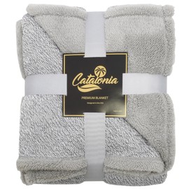 Catalonia Cable Knit Sherpa Fleece Throws Blanket,Reversible Super Soft Plush Fuzzy Blanket with Fleece Lining for Bed Couch Sofa 60x50 Gray
